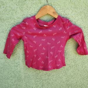 Old Navy Toddler Girl Unicorn Long Sleeve Shirt Size 2T Pink 100% Cotton